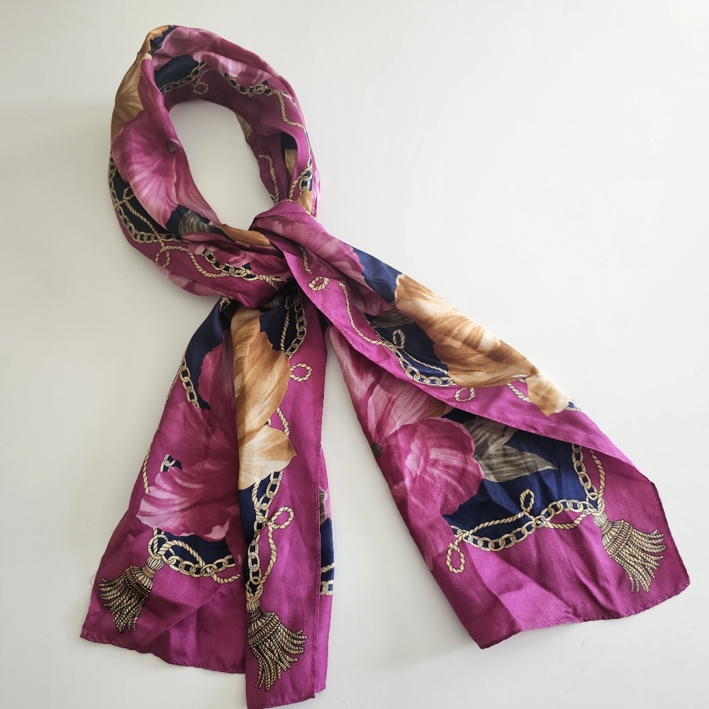 Vintage Oscar De La Renta Floral Silk Scarf